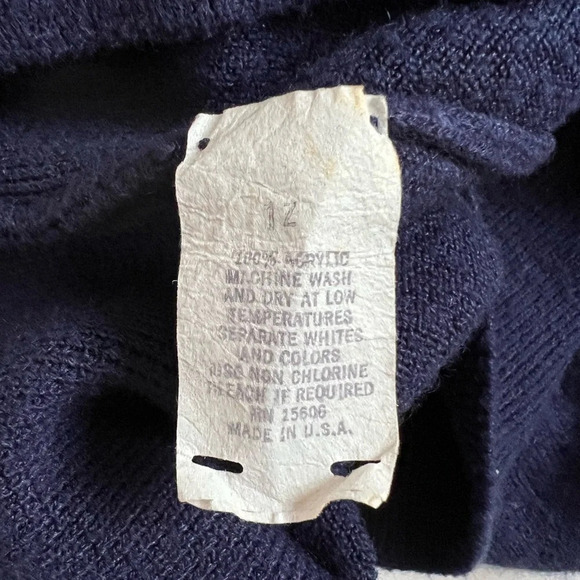 First Of A Kind Sweater One Size Real Reworked Vintage Dark Blue Long Sleeve - Picture 16 of 16